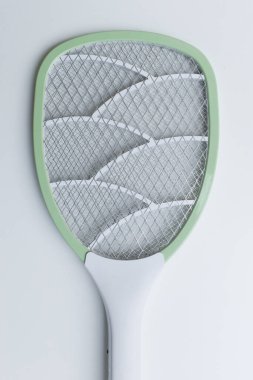 Beyaz arkaplanda izole edilmiş yeşil sivrisinek sineği ezici