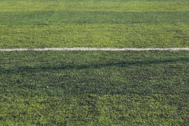 Yapay yeşil çimen çimenlik futbol sahası. Siyah plastik tanecikli.