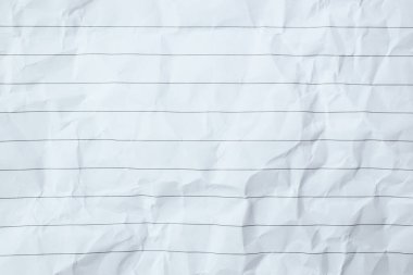 Buruşmuş çizgi kağıt dokusu arka planı, boş sayfa defteri