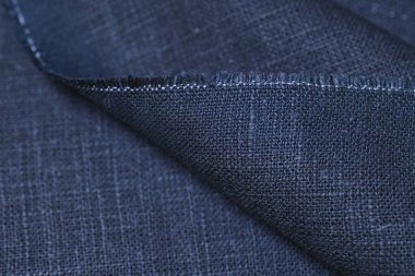 Siyah kenevir doğal kumaş kumaş rengi, tekstil modasının kaba dokusu soyut arkaplan