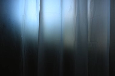 white plastic curtain texture in bathroom, scary scene