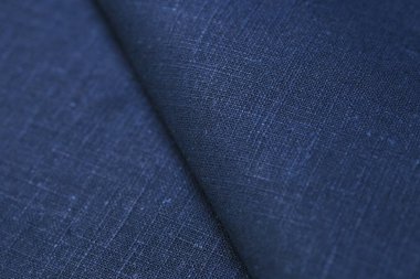 Mavi kenevir doğal kumaş kumaş rengi, tekstil moda soyut arka planının kabataslak kumaşı.