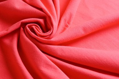 Kumaş kumaşın kırmızı dokusu, moda bezi tasarımı için soyut görüntü