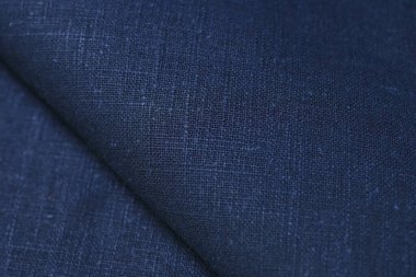 Mavi kenevir doğal kumaş kumaş rengi, tekstil moda soyut arka planının kabataslak kumaşı.