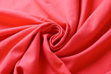 Kumaş kumaşın kırmızı dokusu, moda bezi tasarımı için soyut görüntü