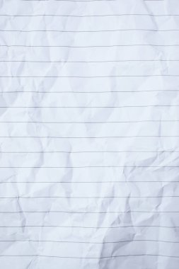 Buruşmuş çizgi kağıt dokusu arka planı, boş sayfa defteri