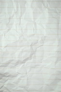 Buruşmuş çizgi kağıt dokusu arka planı, boş sayfa defteri