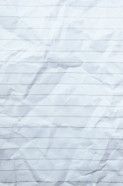 Buruşmuş çizgi kağıt dokusu arka planı, boş sayfa defteri