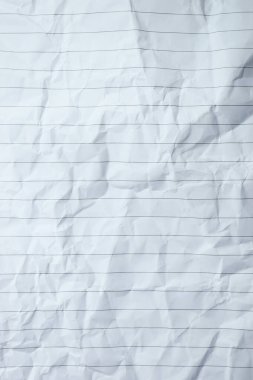 Buruşmuş çizgi kağıt dokusu arka planı, boş sayfa defteri