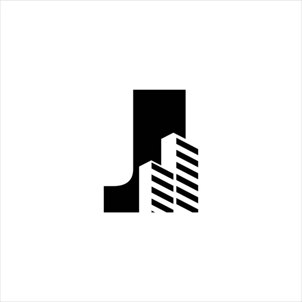 J初期建築ロゴデザインベクターシンボルグラフィック — ストックベクタ