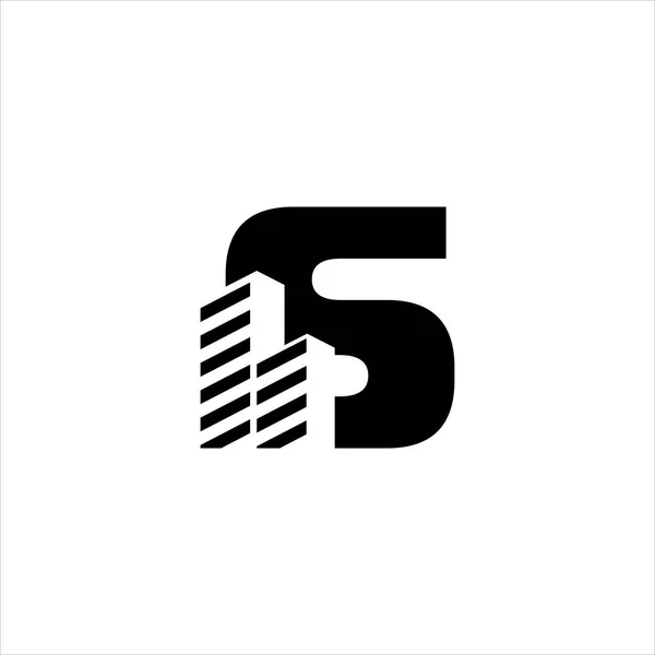 Construção Inicial Logotipo Design Vetor Símbolo Gráfico — Vetor de Stock