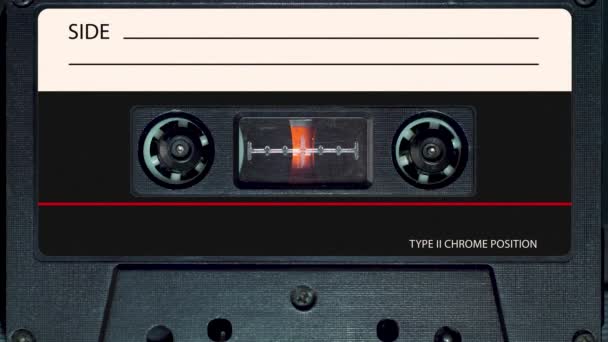 Vintage Audio Cassette Plays Tape Deck — Stock Video