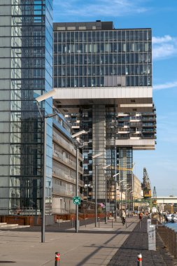 Kranhaus İş Merkezi Sabah Görüşü Güneşli Gün, Köln Almanya