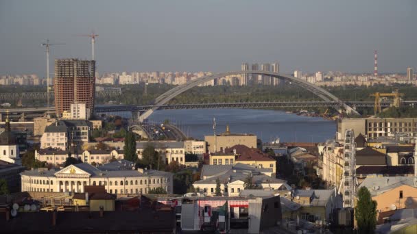 Vista Del Centro Kiev Distrito Histórico Podil Universidad Nacional Kiev — Vídeos de Stock
