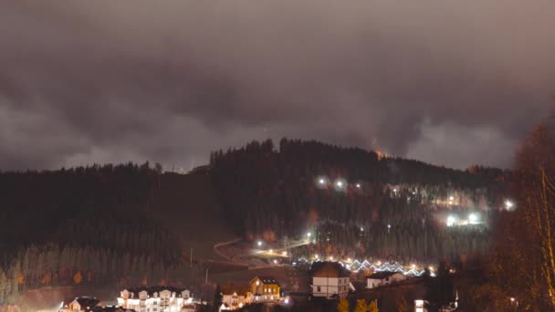 Fog Carpathians Mountains Night Time Lapse — Stock Video