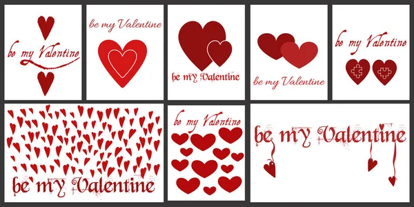 Worden Mijn Valentijnskaart Set Eenvoudige Ansichtkaarten Voor Valentijnsdag Vector Illustratie — Stockvector