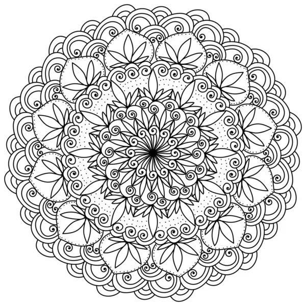 Abstraktní Mandala Lotosovými Květy Zdobené Vzory Děti Dospělí Zbarvení Stránky — Stockový vektor