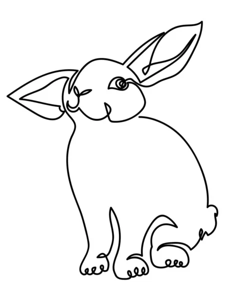 One Line Art Rabbit Hare Symbol Year Easter Symbol Vector — Stock Vector