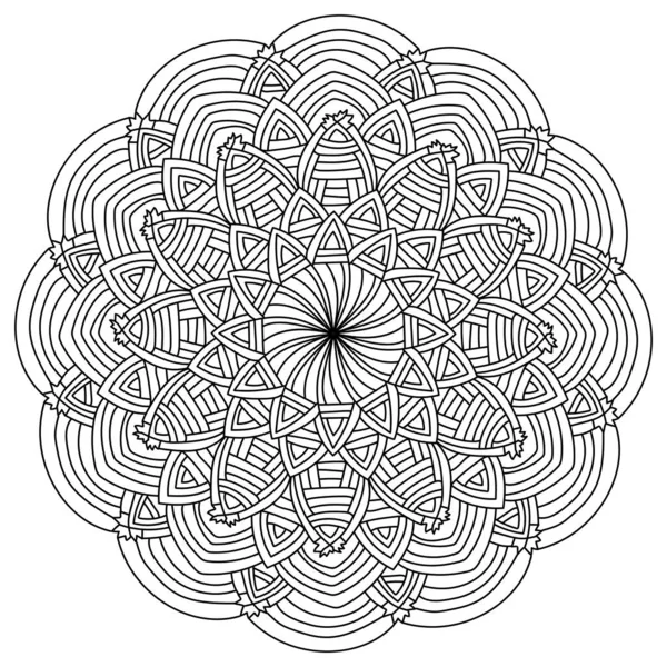Kleurplaat Mandala Met Gestreepte Bloemblaadjes Boog Vector Illustratie — Stockvector