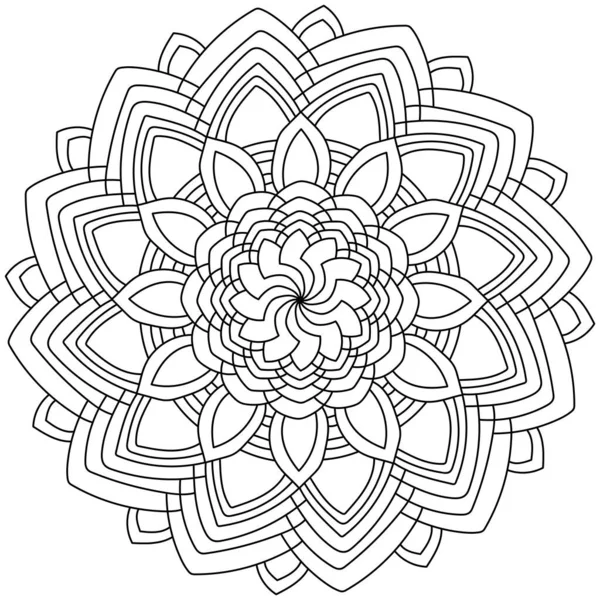 Overzicht Mandala Met Grote Bloemblaadjes Van Verschillende Vormen Kleurplaat Voor — Stockvector