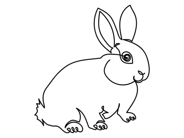 One Line Art Rabbit Bunny Symbol Year Easter Mascot Vector — Stock Vector