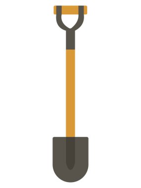 Kürek, ahşap saplı bahçe aleti ve metal baz vektör çizimi