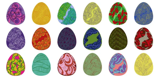 Huevos Pascua Con Intrincados Patrones Ornamentados Ilustración Vectorial — Archivo Imágenes Vectoriales