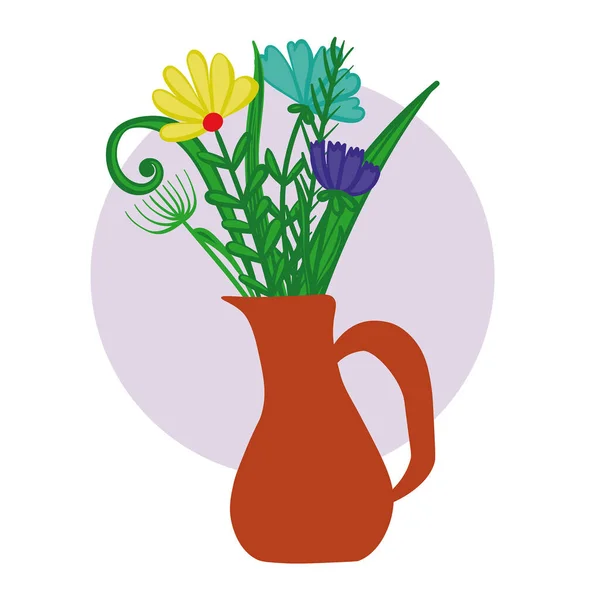 Vase Mit Blumen Muttertagskarte Vektor Illustration — Stockvektor