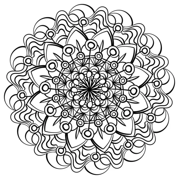 Meditatives Mandala Mit Kreisen Und Linien Umreißendes Ausmalbild Für Aktivität — Stockvektor