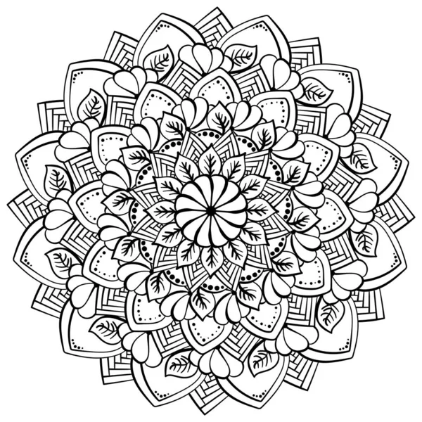 Mandala Přírodními Abstraktními Prvky Květin Listů Trojúhelníků Zbarvení Stránky Vektorové Stock Vektory