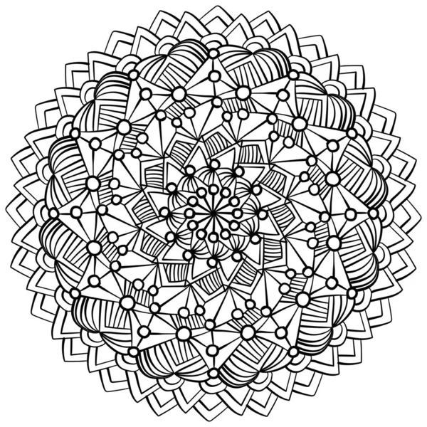 Mandala Méditatif Avec Cercles Lignes Coloriage Pour Enfants Illustration Vectorielle — Image vectorielle