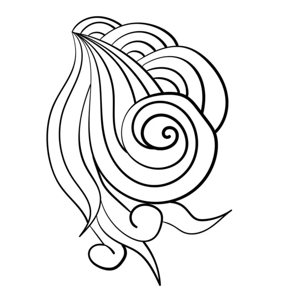패턴으로 Doodle Curl Zen Coling Page Creative Vector Illustration — 스톡 벡터