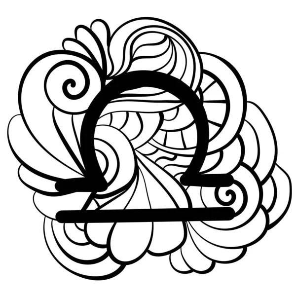 Символ Зодиака Весы Страница Рисунком Раскраски Векторная Иллюстрация Дизайна — стоковый вектор