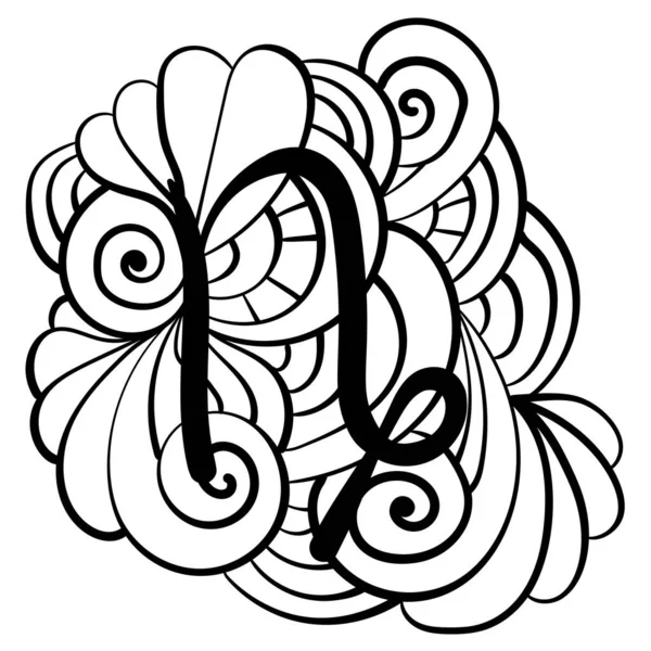 Символ Зодиака Козерога Медитативная Запутанная Страница Раскраски Векторная Иллюстрация Дизайна — стоковый вектор
