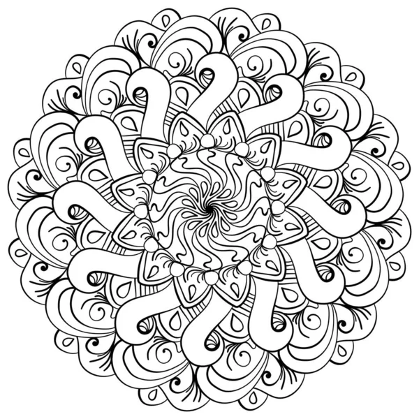 Mandala Meditativo Con Motivos Ornamentados Página Para Colorear Para Ilustración — Archivo Imágenes Vectoriales