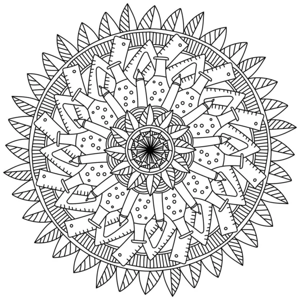 Mandala Créatif Sur Thème Éducation Coloriage Avec Des Motifs Zen — Image vectorielle