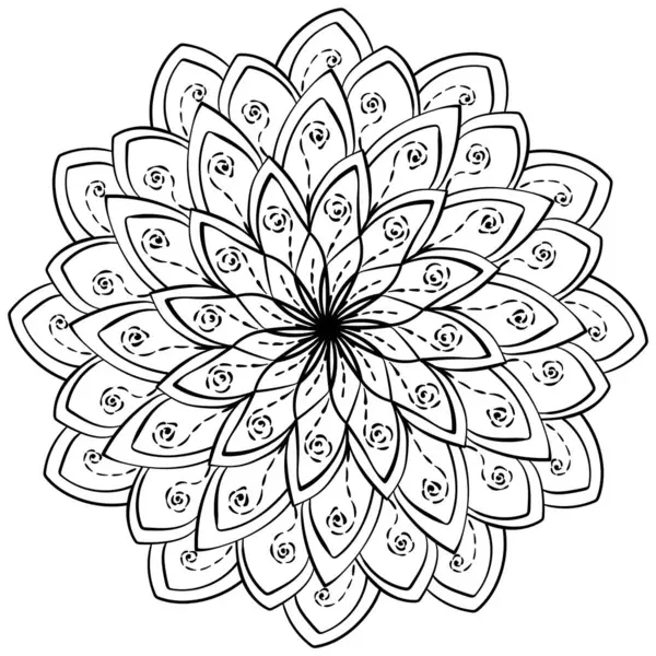 デザインまたは創造性ベクターイラストのための花のマンダラ着色ページ — ストックベクタ