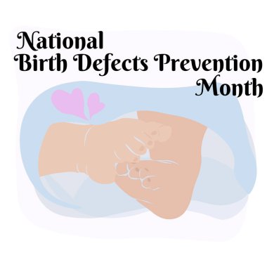 Ulusal Doğum kusurlarını önleme ayı, bebek koruma vektörü illüstrasyonuyla ilgili bir kartpostal ya da afiş tasarımı