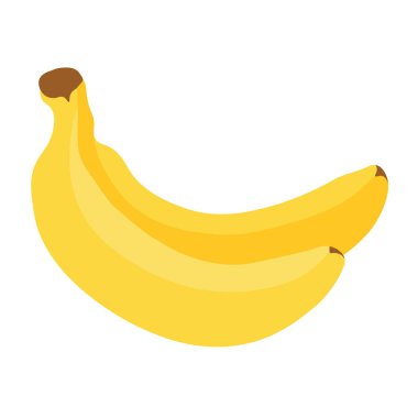 Bir çift sarı muz, düz stil vektör illüstrasyonunda tropikal sağlıklı meyve tasarım için.