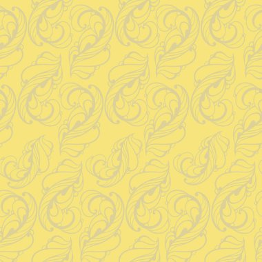 Soyut desensiz desen, sarı arkaplan vektörü illüstrasyonunda karmaşık elementler