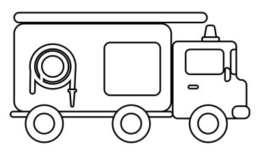 İtfaiye aracı, çocukların yaratıcılığı ve etkinliği için özel ulaşım hattı, Doodle boyama sayfası çizimi bir araçla