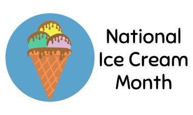 Ulusal Dondurma Ayı, ferahlatıcı bir yaz tatlısı illüstrasyonunun afişi ya da afişi için fikir