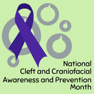 Ulusal Yarık ve Kafatası Farkındalığı ve Önleme Ayı, Tıbbi temalı bir vektör illüstrasyonunda basit kare pankart veya poster