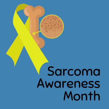 Sarkoma Farkındalık Ayı, tıbbi tema vektör illüstrasyonunda basit kare pankart veya poster