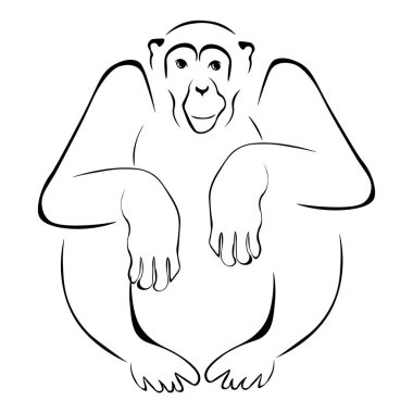 Bir maymunun stilize edilmiş silueti, doğu yıldız falı çizimi için hayvan sembolü.