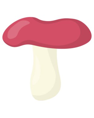 Russula düz tarzda yenilebilir mantar, ormanda eğitim için büyüyen element veya tasarım vektörü illüstrasyonu