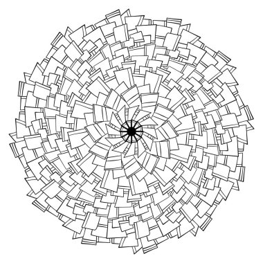 Dikdörtgen motifli basit ana hatlı mandala, etkinlik ve tasarım için yaratıcı zen renk sayfası