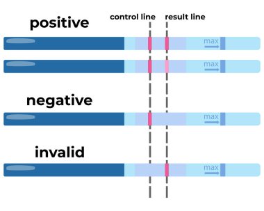 Evde gebelik testi ve sonuçlarının deşifre edilmesi, vektör illüstrasyonuna ilişkin talimatlar için bilgi