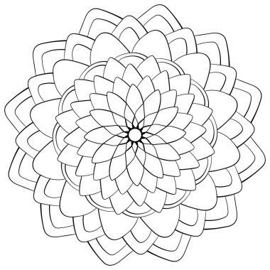 Basit çiçek mandala, çocuklar ve yetişkinler için doğa motifli renklendirme sayfası illüstrasyonuName