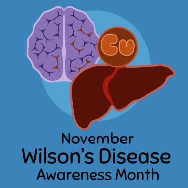 Wilson Hastalık Bilinci Ayı, Yatay Afiş, Poster veya kartpostal vektör çizimi 